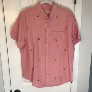 Gap Embroidered Tucan Button Up Pink L Deadstock